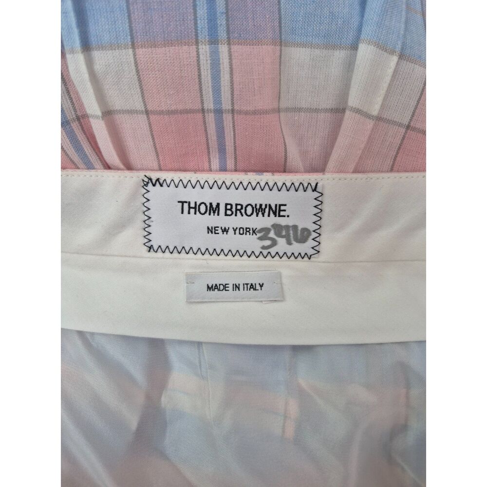 Thom Browne Women's Blue Pink Check Pleated Skirt Size 42 IT - Picture 4 of 5